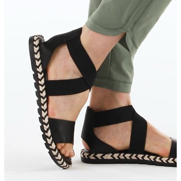Sorel Ella II Leather Strappy Stretch Sandal 8.5 Minimalist Espadrille Flats - Picture 1 of 13